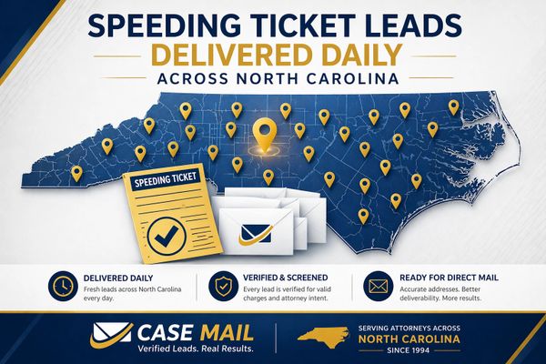 Case Mail delivers new speeding ticket cases each day.