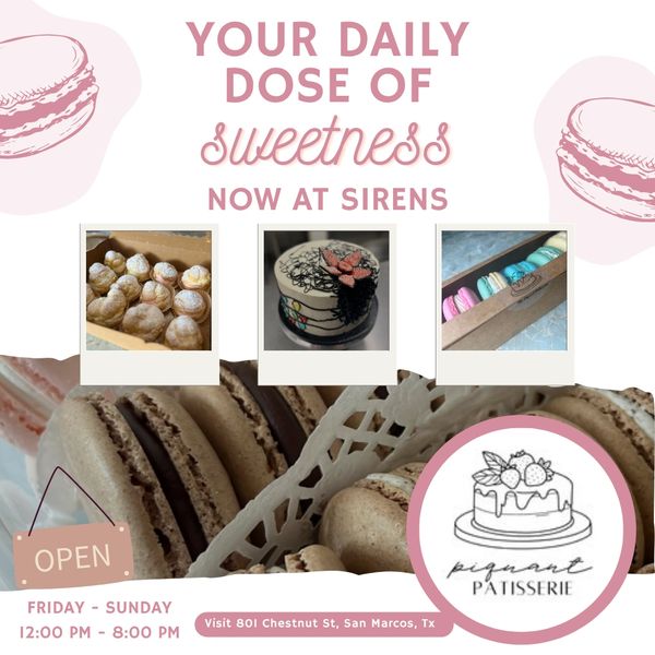 Ad for daily sweets at Sirens Patisserie.