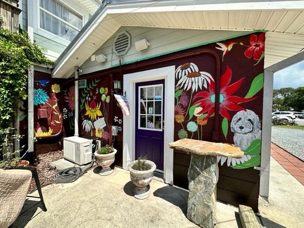 Custom Flower mural for Grape and Ale in Oak Island NC.