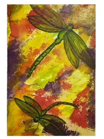 Colorful Dragonfly Ink Wash