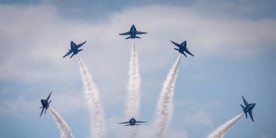 Blue Angels performing over Fort Worth