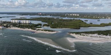 Aerial view of Midnight Pass and Little Sarasota Bay