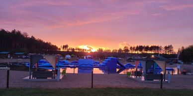 Aquapark at sunset