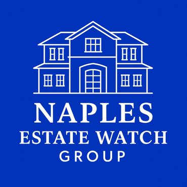 Logo of Naples Estate Watch Group with a house icon on a blue background.