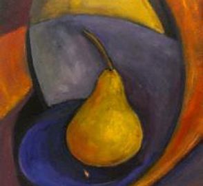 Pear in Balance, original Oil. Keep your life in balance- a little speck could make this pear drop.