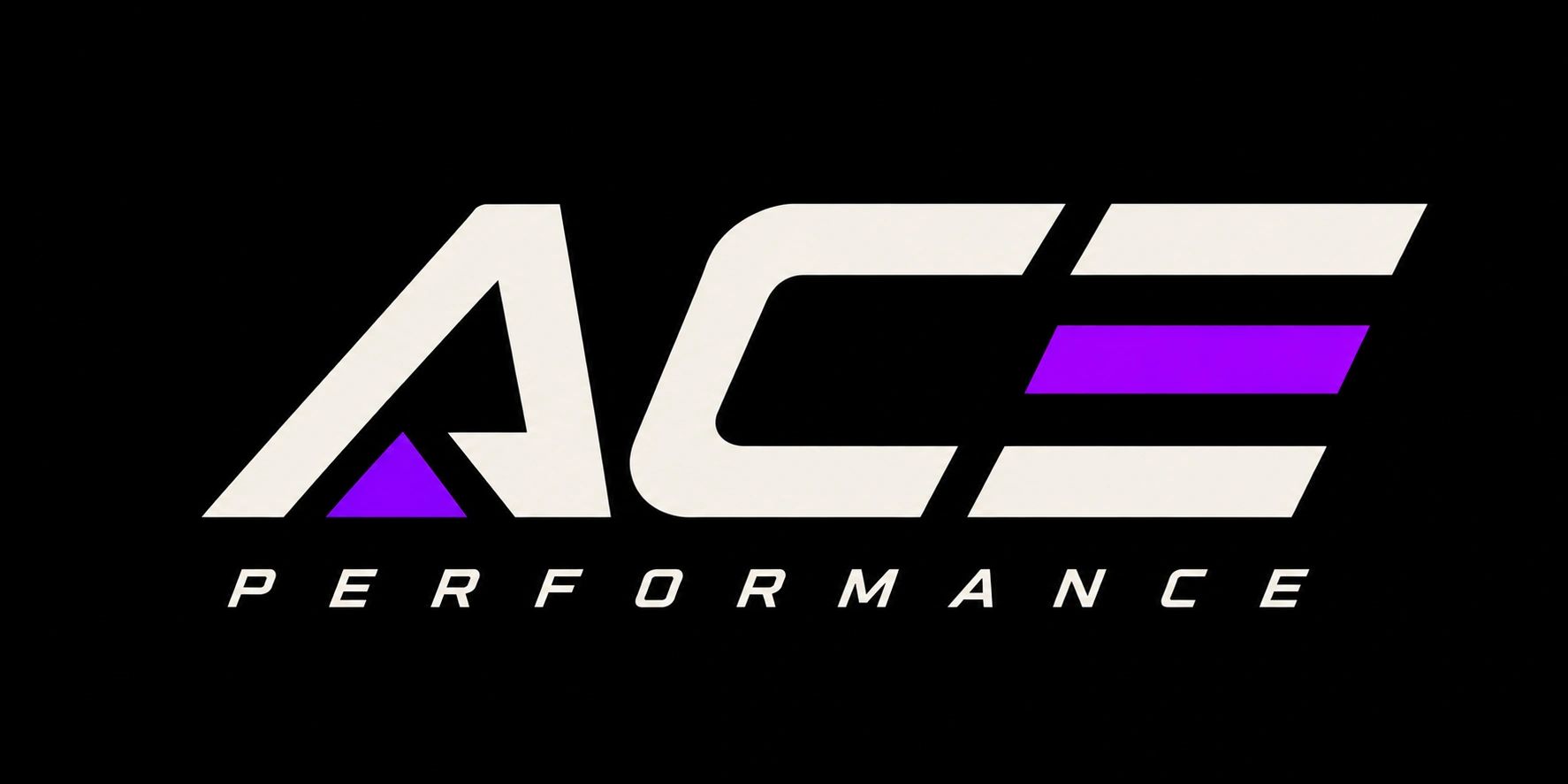 Logo of ACE Performance with white and purple elements.