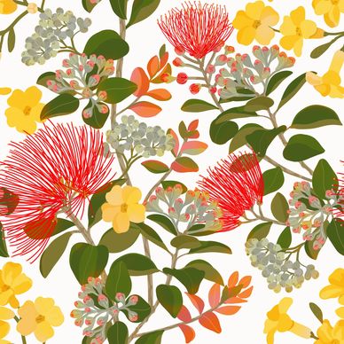 Ohia Lehua and Puakenikeni on white