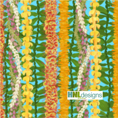 Hawaiian lei strands for a lei stand