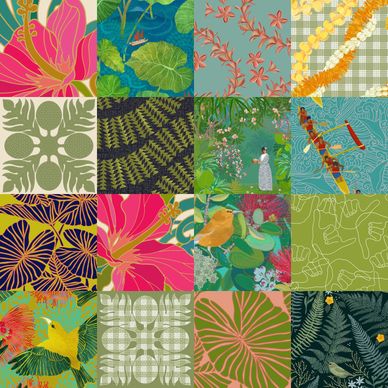 Hawaiian Quilt fabric and wallpaper original