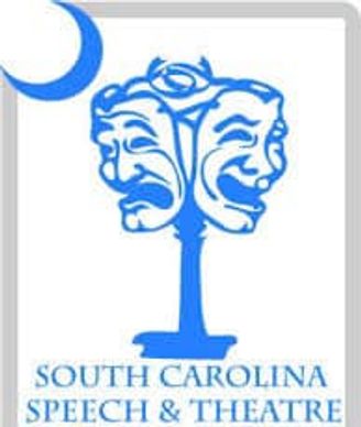 South Carolina Speech & Theatre Association logo with comedy and tragedy masks.