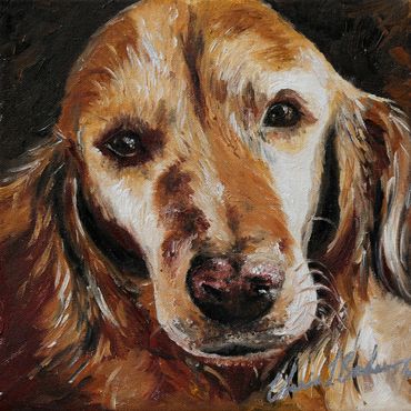 Golden retriever Lucy was painted by local Okanagan children's author/artist, Cherie Braham