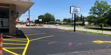 Freshly Sealed and Striped Parking Lot Ross, Ohio