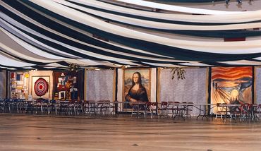 Prom Mural, famous works of art, Mount Carmel PA, Picasso Musicians, Mona Lisa, Munch Scream