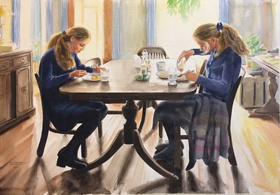 Watercolor painting Breakfast