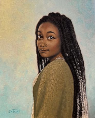 African American Girl Painting