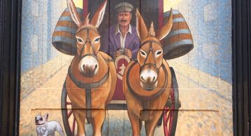 Yuengling Brewery mural, mule-drawn beer wagon