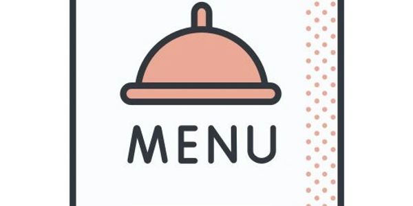 Illustration of a menu cover with cloche icon and the word MENU.
