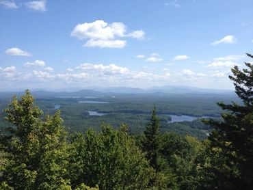 View of Saranac Lakes from mountain summit