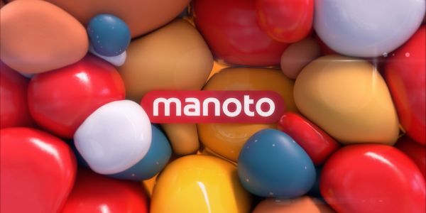 Colorful blobs with the word "manoto" in the center.