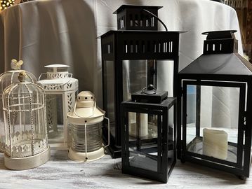 Lanterns in varying colors and sizes