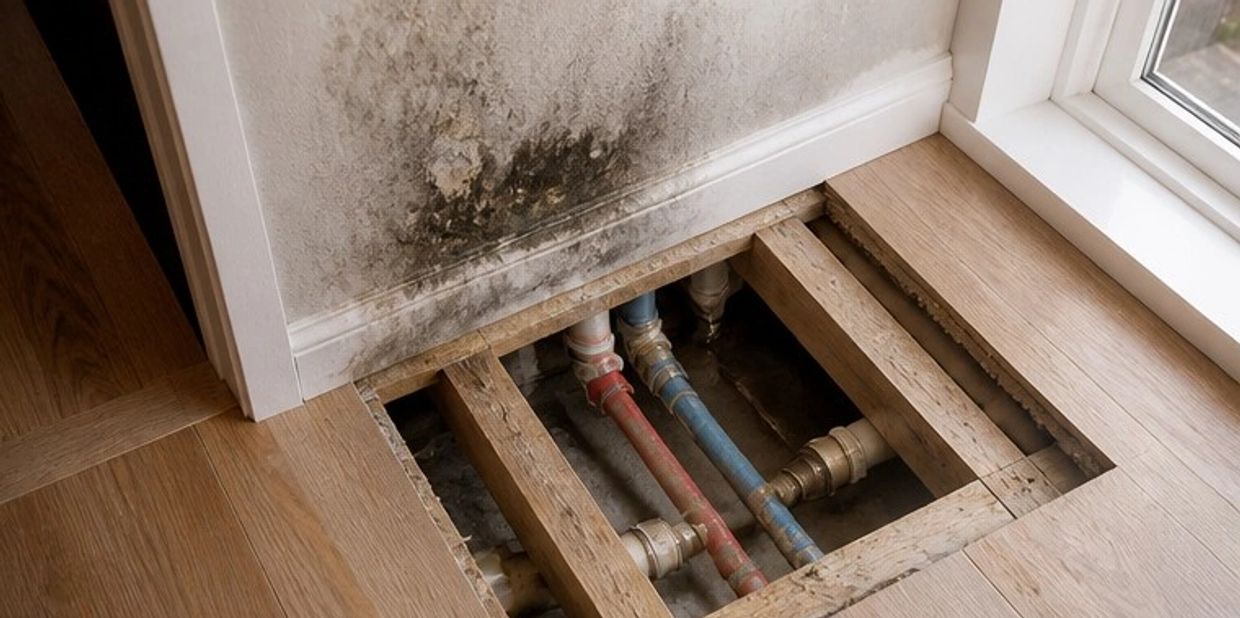 Hidden water leak repair by Airdrie plumber inside calgary residential home wall