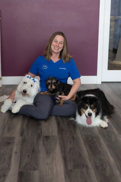 Suzie, the owner, with her own furbabies