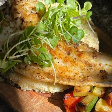 Branzino, Quinoa, Zucchini Medley