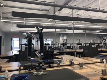 Custom acoustic baffles in exposed ceiling