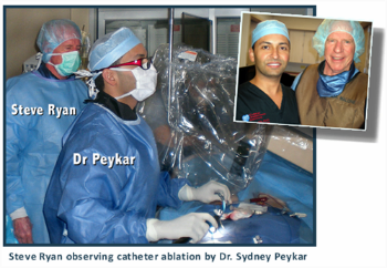 Steve Ryan observing catheter ablation by Dr S. Peykar 