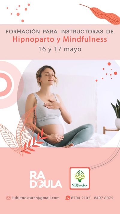 Curso de formación para instructoras en hipnoparto y mindfulness los días 16 y 17 de mayo.