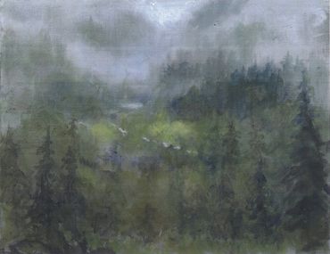 Green Fog, Oil on canvas board, 14"x11", Stolen, Prints Available