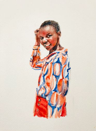 Sudanese Harvesters Worker, Watercolor on paper, 5x7, Available for purchase, $375