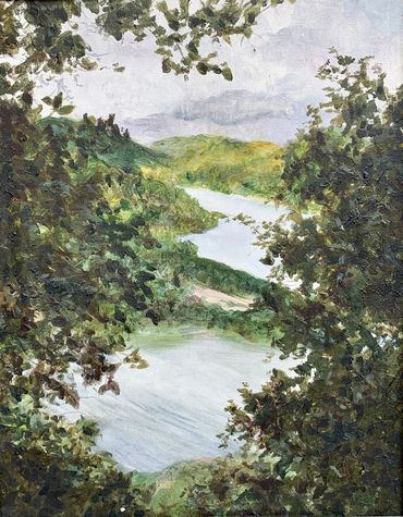 Lake Sonoma Overlook, Acrylic on canvas, 14"x18", Prints Available, Property of the Olah Family