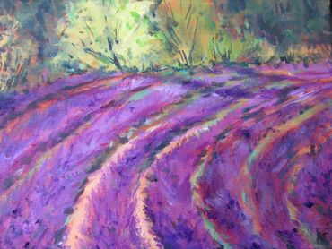 Lavender Field Curve, Oil on canvas, 14"x11", Private Collection
