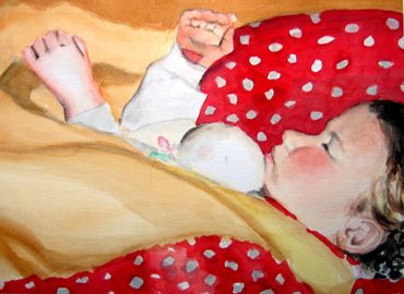 Maggie Sleeps With Bunny, from Maggie's Bunny, Watercolor on paper