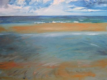 North Shore Beach, Oil on canvas, 14"x11", Lost in fire, Prints Available