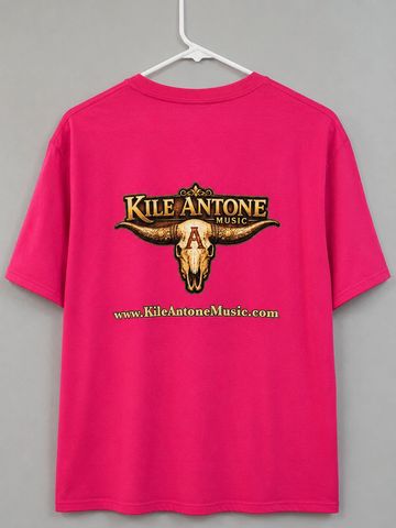 Pink t-shirt with Kile Antone Music logo and website.