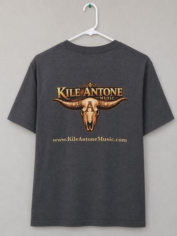 Black t-shirt with Kile Antone Music logo and website.