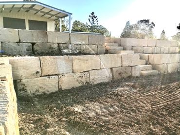RETAINING WALLS - Supply & installation SANDSTONE BOULDERS & BLOCKS TOOWOOMBA GOLD COAST BRISBANE