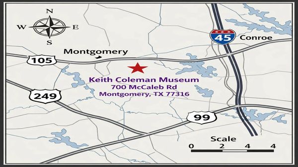Map showing location of Keith Coleman Museum in Montgomery, TX.