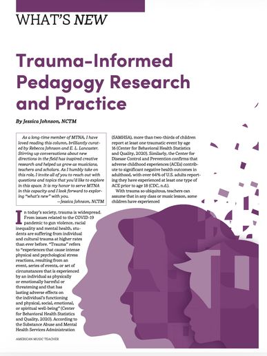 Johnson, Jess. 2024. "Trauma-Informed Pedagogy Research and Practice" American Music Teacher, Feb/Ma