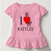 The design on this toddler t-shirt is inspired by the book series, "Rattles, the Barn Cat."