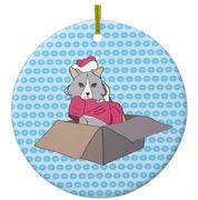 This “Rattles Christmas Ornament” design is inspired by the book series, "Rattles, the Barn Cat."