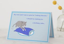 This Rattles birthday card design is inspired by the book series, "Rattles, the Barn Cat."