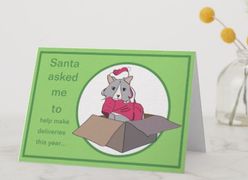 This “Rattles Sleigh Christmas Card” design is inspired by the book series, "Rattles, the Barn Cat."