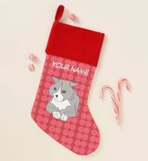 This “Rattles Christmas Stocking” design is inspired by the book series, "Rattles, the Barn Cat."