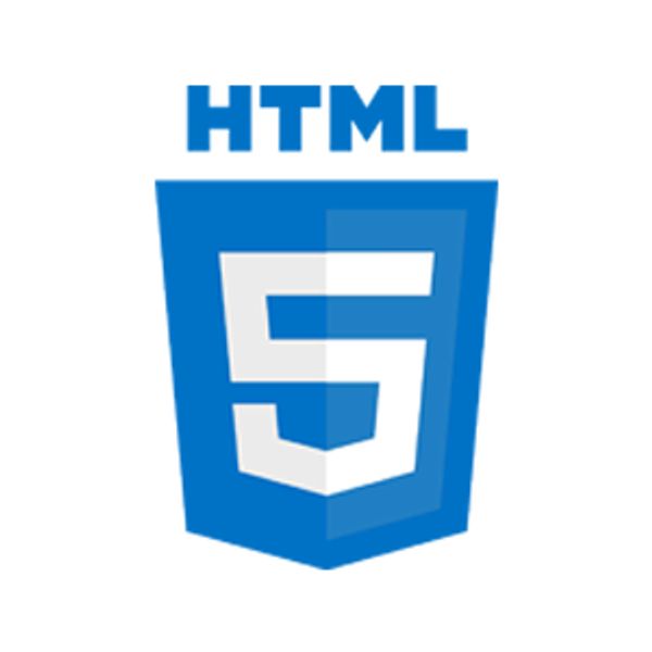 HTML5 logo in blue and white.