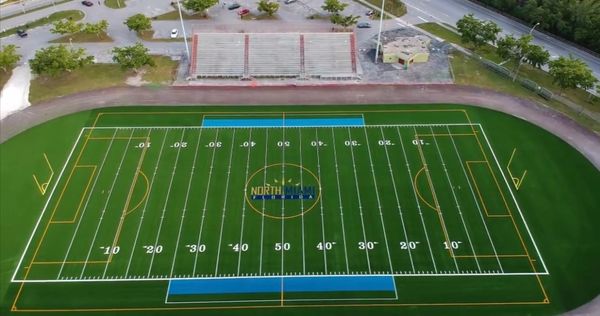 Artificial grass football fields