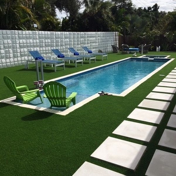 Synthetic grass pool area Miami