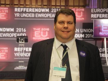 Graham at the National Referendum count centre in 2016